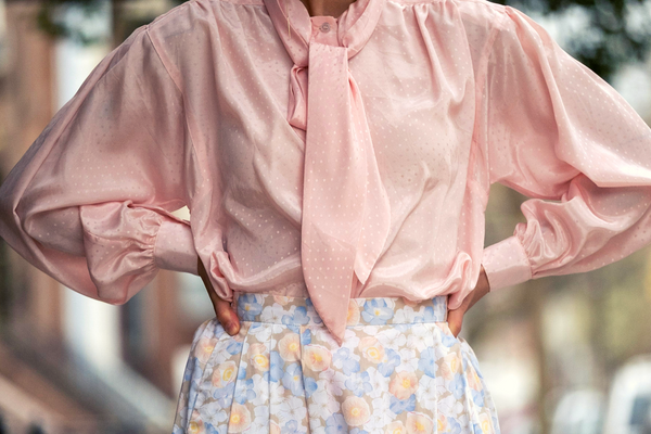 Vintage Pale Pink Bow With Tie Neck.