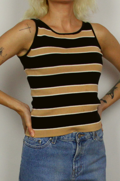 INC knit striped cotton top