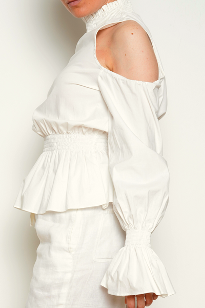 Tularosa Open shoulder ruffle top