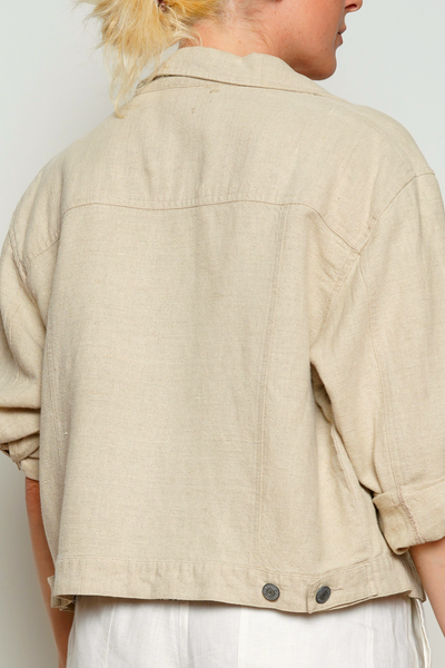 J. Jill Beige Linen Button Front Lightweight Jacket