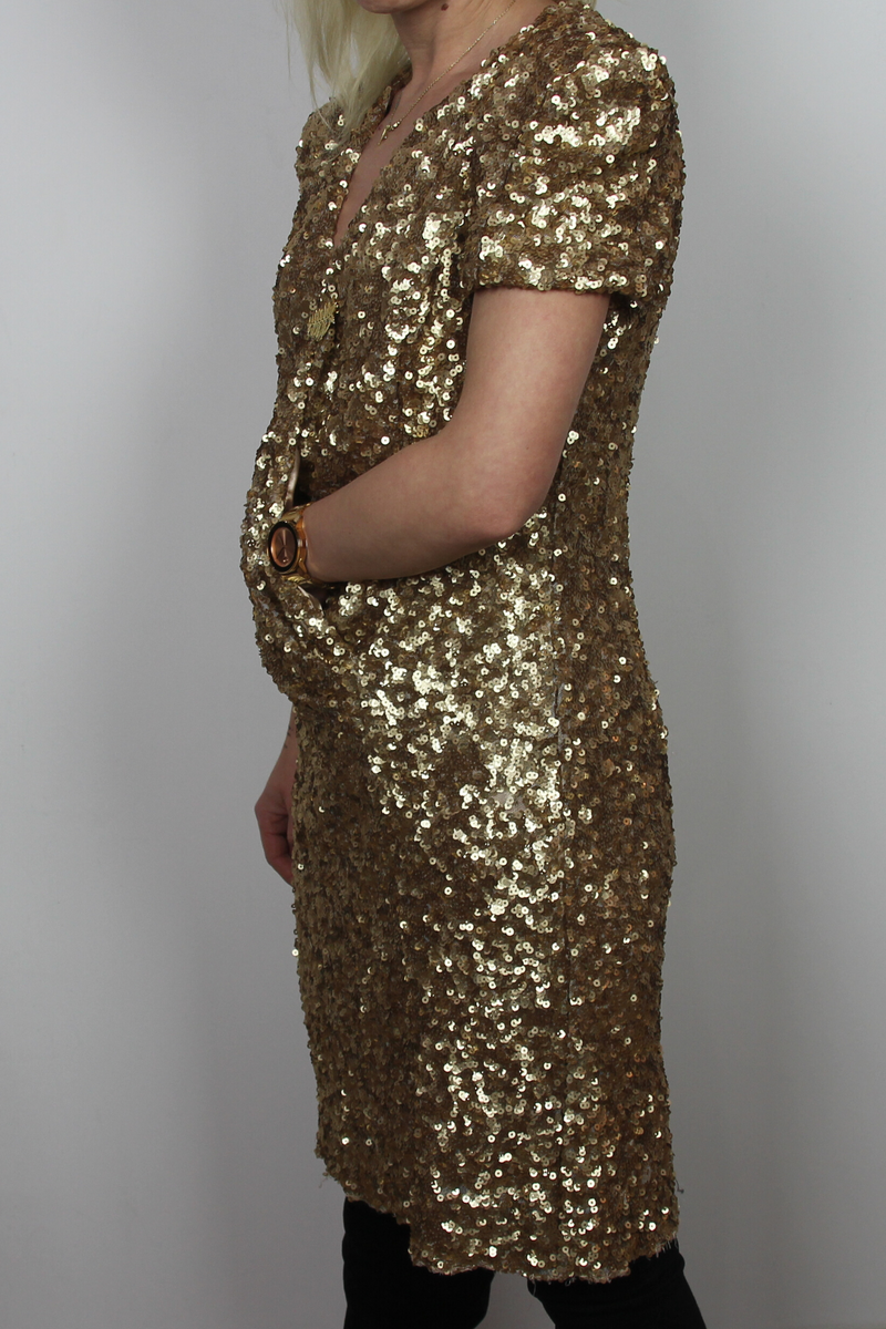 French connection gold sequin cheap dress