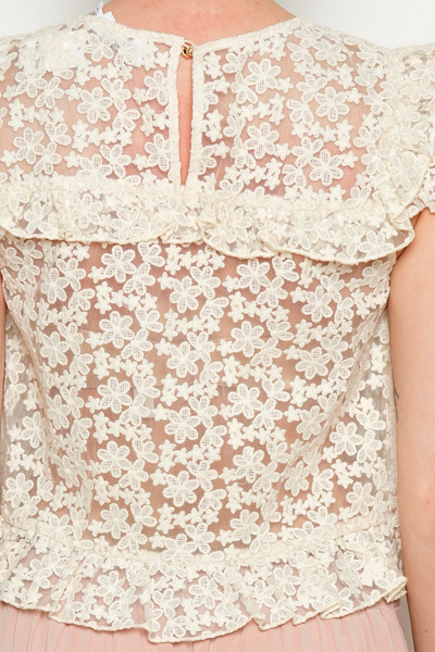 Line & Dot Ivory Lace Silk Blouse