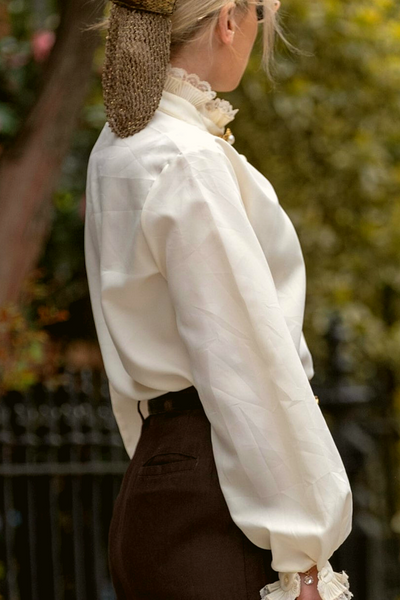 Terry Chicago ruffled button up blouse