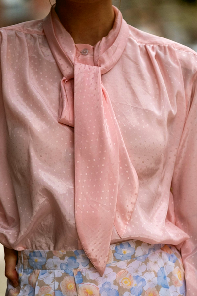 Vintage Pale Pink Bow With Tie Neck.