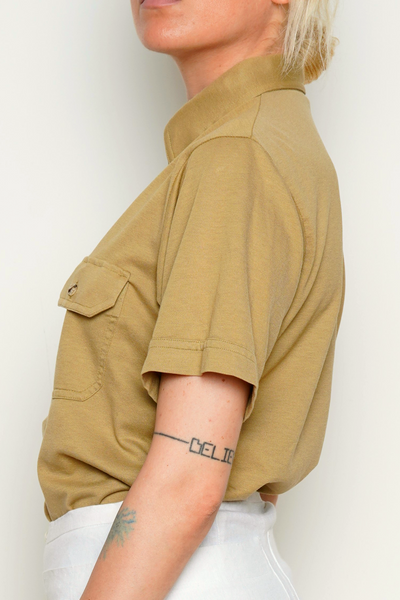 Vintage Christian Dior Chemises Button Down Shirt in Beige