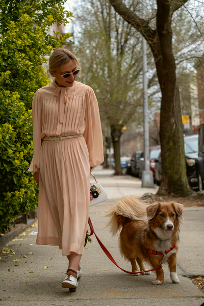 Vintage Albert Nipon pleated dress with tie neck