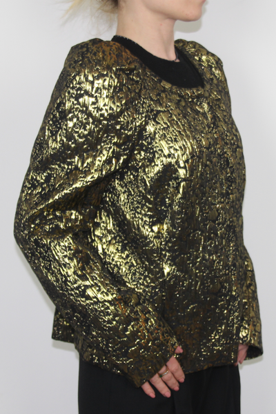 Short blazer in gold and black--0272
