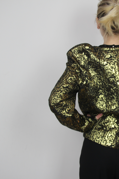 Short blazer in gold and black--0272