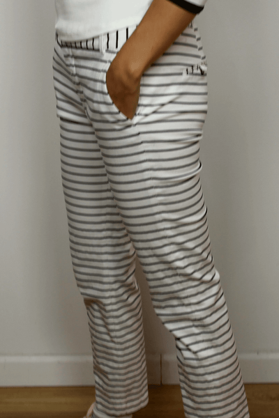 White/Navy Striped Cropped Pants