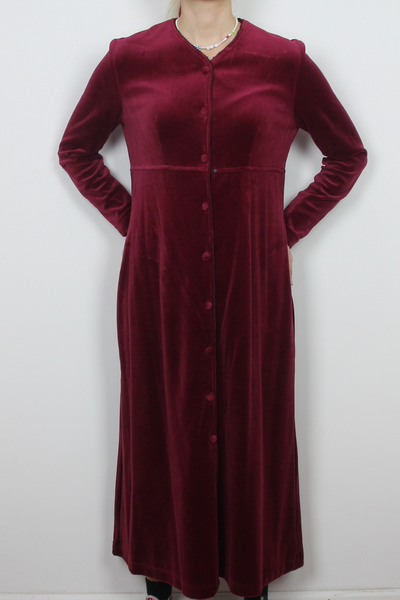 Burgundy velvet dress by Smith & Hawken