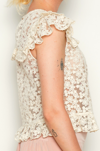 Line & Dot Ivory Lace Silk Blouse