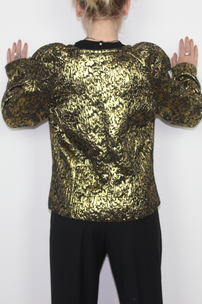 Short blazer in gold and black--0272