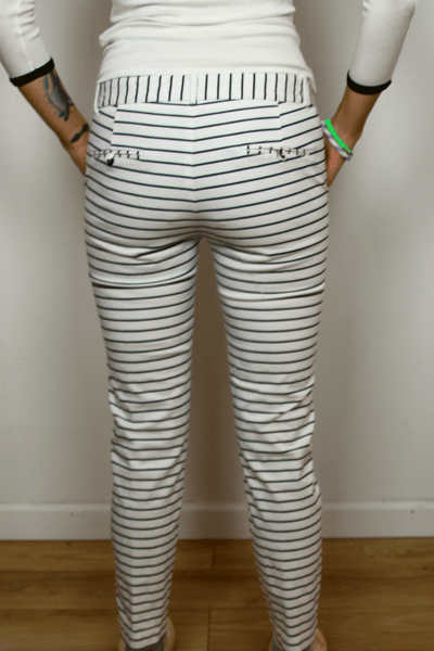 White/Navy Striped Cropped Pants