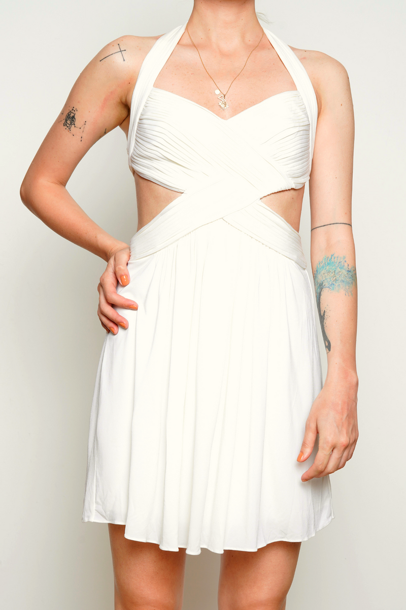 bcbg white halter dress Cowl Neck Halter Gown
