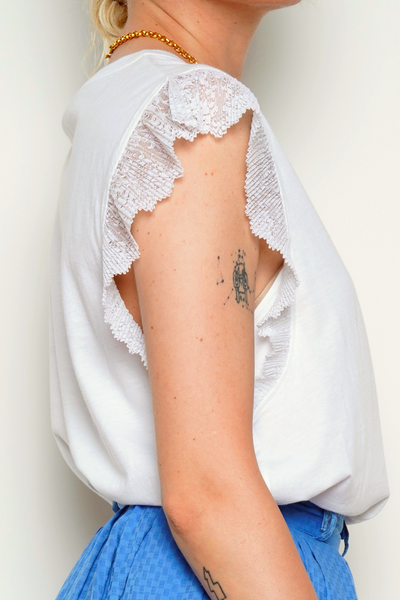 Sandro Women's Shirt with Short Sleeves with Ruffles