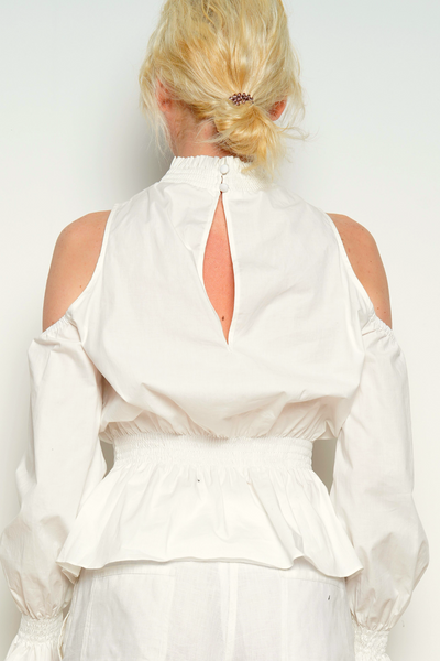 Tularosa Open shoulder ruffle top