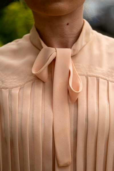 Vintage Albert Nipon pleated dress with tie neck