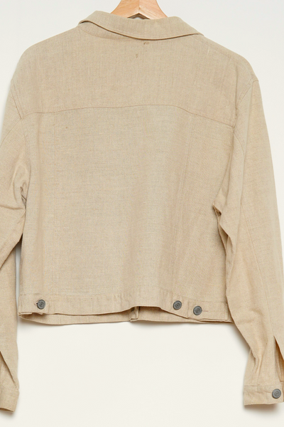 J. Jill Beige Linen Button Front Lightweight Jacket
