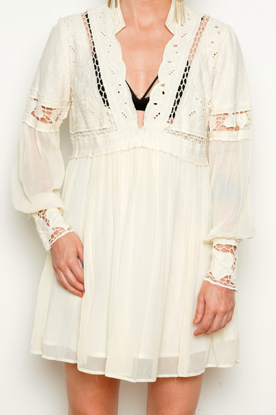 Free People Mini Dress in Ivory