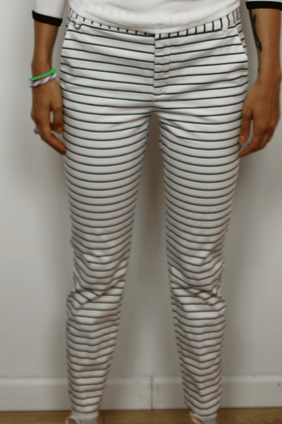 White/Navy Striped Cropped Pants