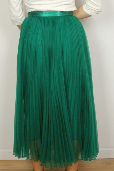 Pleated Green Skirt