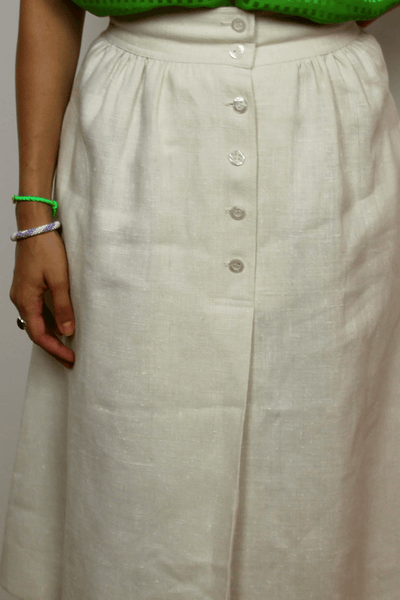 Linen High Waisted Buttoned Skirt
