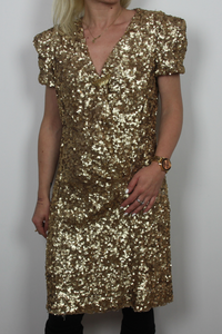 Gold sequined party dress French Connection