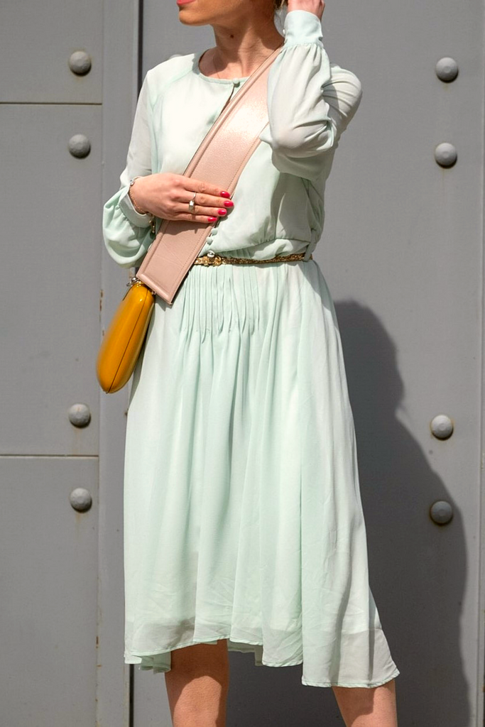 mint floral chiffon dress Margaret Embroidered Chiffon Dress