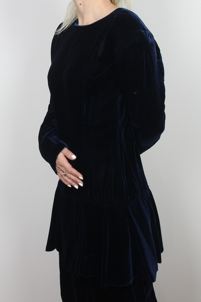 Vintage Ann Taylor dark blue velvet dress, button down back.