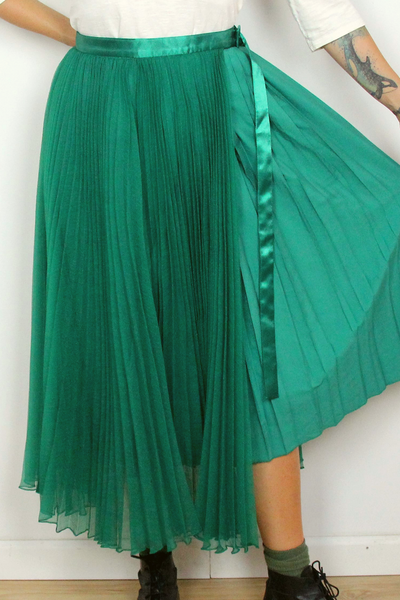 Pleated Green Skirt