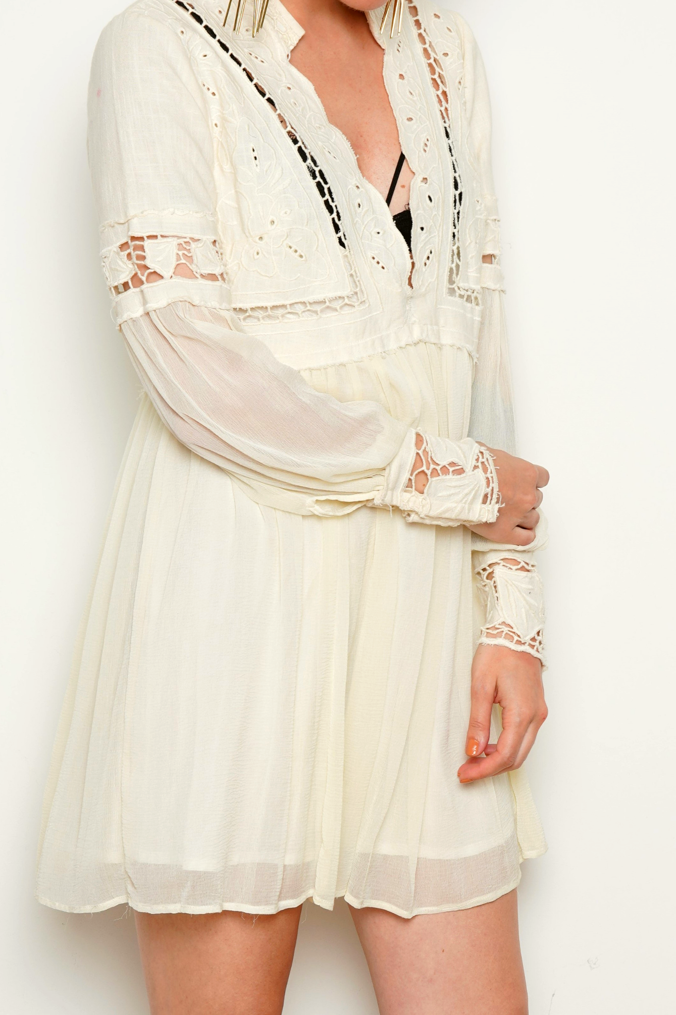 Free People Mini Dress in Ivory taegclothing Free People Mini Dress in Ivory taegclothing