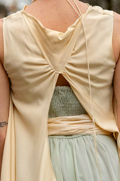 Morgane Le Fay Silk Wrap Dress in Ivory